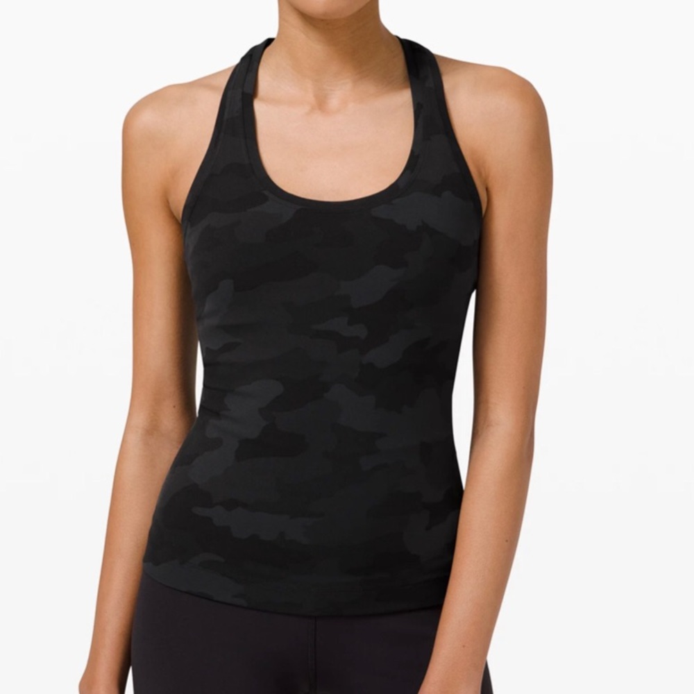 size 2 Camo Lululemon racer back tan top longer version